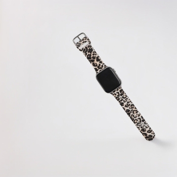 Brățară din silicon pentru Apple Watch, imprimeu leopard, cataramă cu pin, compatibilă Apple Watch