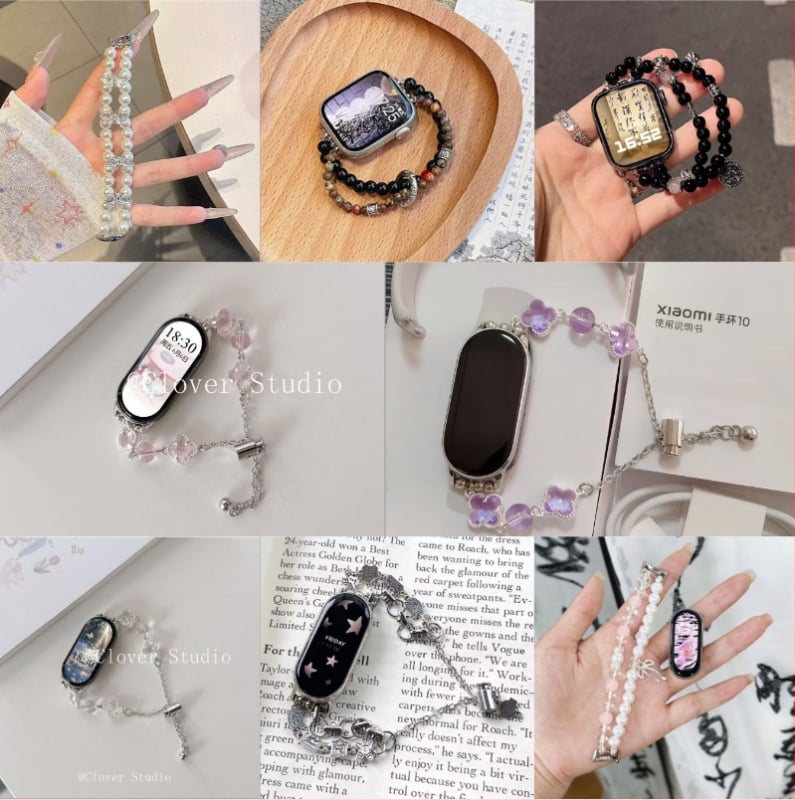 Каишка за Apple Watch S9 с мъниста — Резина, Taosi Bamboo, Пролет 2025