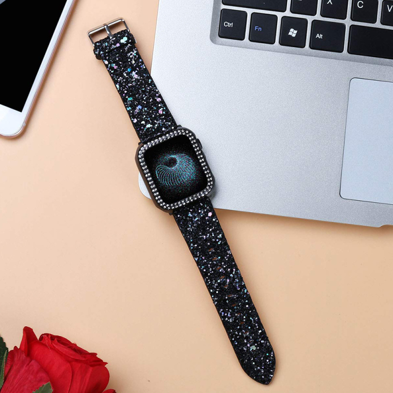 PU кожена лъскава каишка за Apple Watch Ultra (модел 98765), тегло 17 г, пусната през 2024 г.