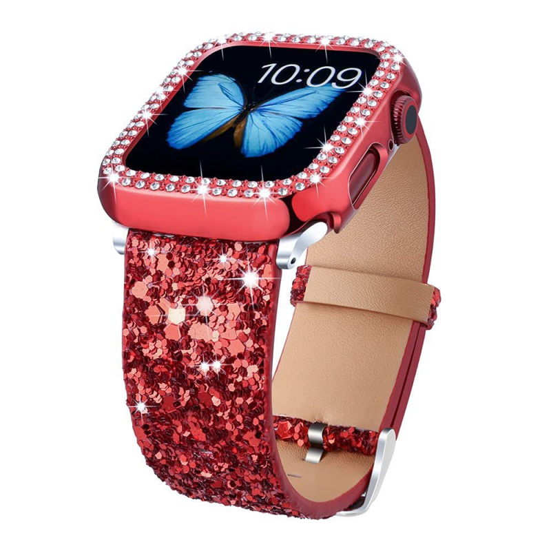 PU кожена лъскава каишка за Apple Watch Ultra (модел 98765), тегло 17 г, пусната през 2024 г.