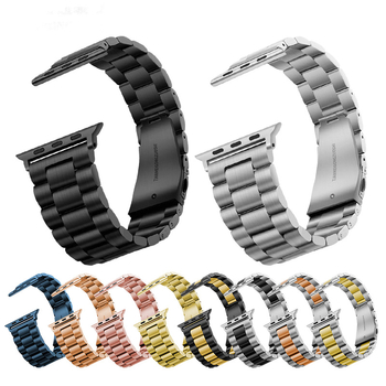 Brățară din oțel inoxidabil cu trei mărgele, compatibilă cu Apple Watch 8/SE și Huawei GT, lățime 20mm/22mm, Cataramă