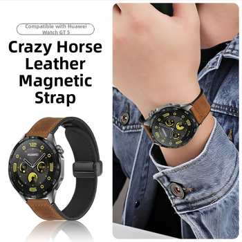 Brățară de ceas cu închidere magnetică, model Crazy Horse, din silicon, compatibilă universal cu Huawei, Samsung, Apple, Garmin și Fitbit