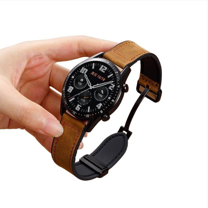 Brățară de ceas cu închidere magnetică, model Crazy Horse, din silicon, compatibilă universal cu Huawei, Samsung, Apple, Garmin și Fitbit