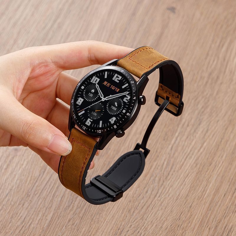 Brățară de ceas cu închidere magnetică, model Crazy Horse, din silicon, compatibilă universal cu Huawei, Samsung, Apple, Garmin și Fitbit