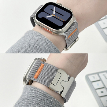 Спортна найлонова каишка за Apple Watch със парашутна катарама; съвместима с Apple Watch модели; материал: найлонова плитка; стил: спортен