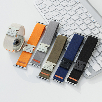 Спортна найлонова каишка за Apple Watch със парашутна катарама; съвместима с Apple Watch модели; материал: найлонова плитка; стил: спортен