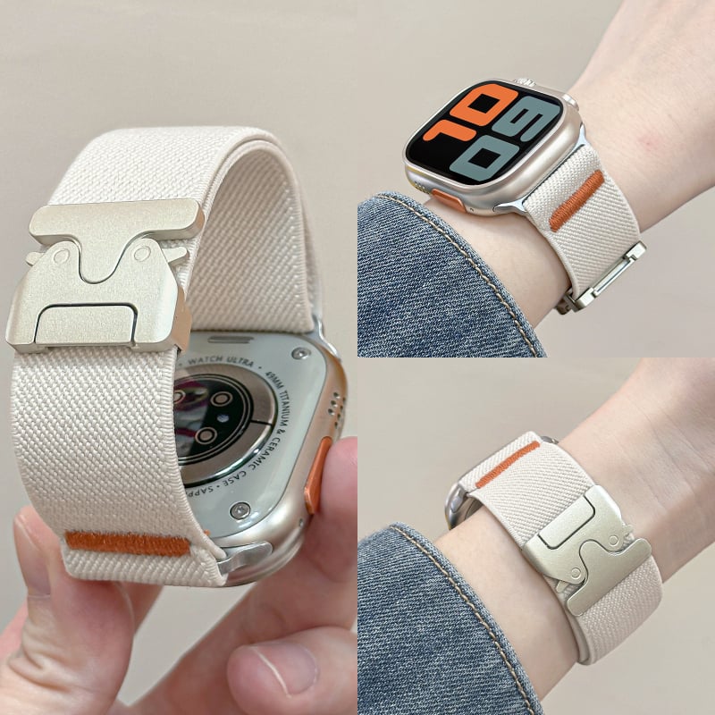 Спортна найлонова каишка за Apple Watch със парашутна катарама; съвместима с Apple Watch модели; материал: найлонова плитка; стил: спортен