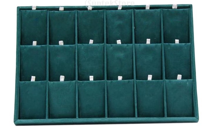 Suport de bijuterii cu interior din flanel, formă pătrată, carcasă din lemn masiv, 1 nivel