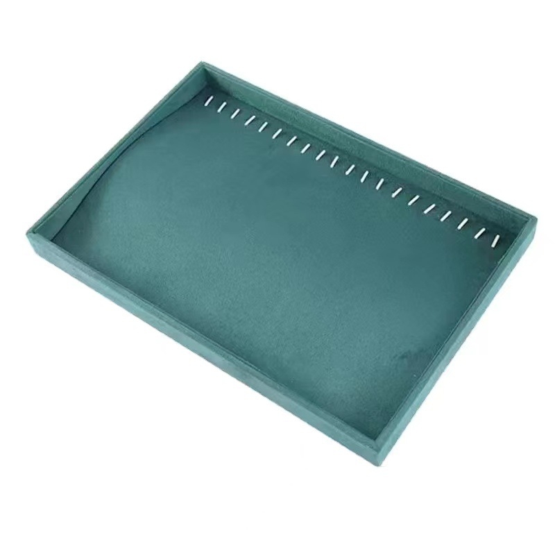 Suport de bijuterii cu interior din flanel, formă pătrată, carcasă din lemn masiv, 1 nivel