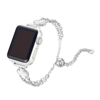 Remienok Apple Watch s motívom kvetov slivky, z nehrdzavejúcej ocele, dvojitá reťaz