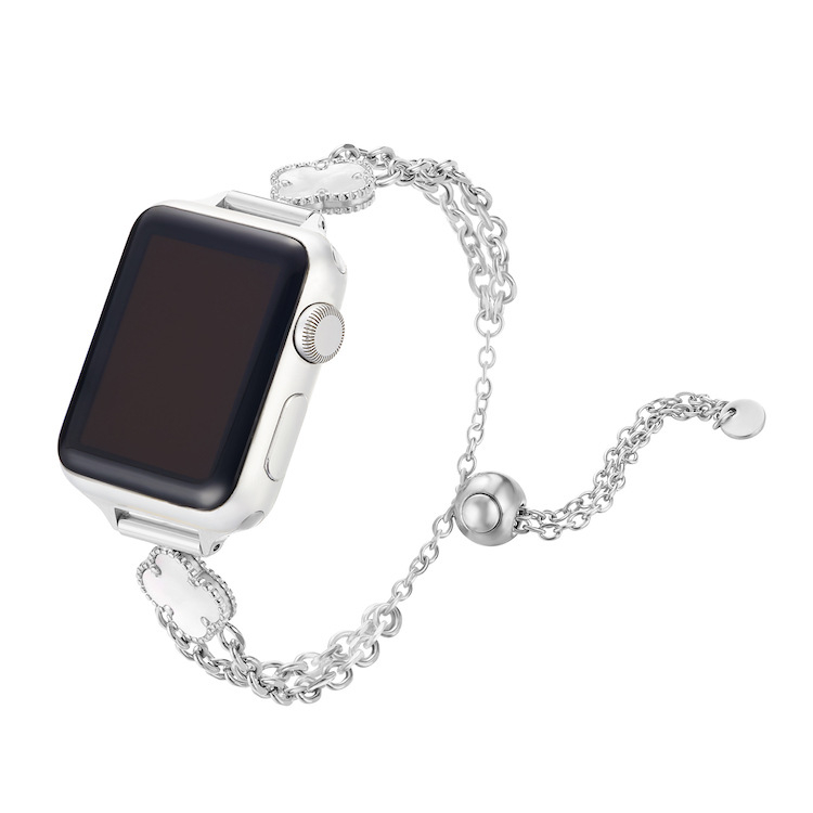 Remienok Apple Watch s motívom kvetov slivky, z nehrdzavejúcej ocele, dvojitá reťaz