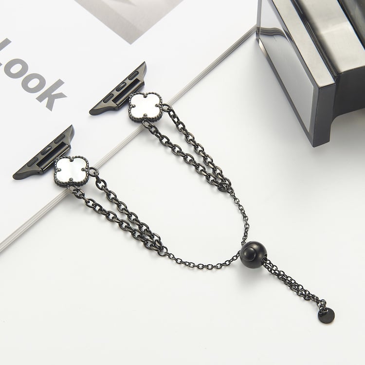 Remienok Apple Watch s motívom kvetov slivky, z nehrdzavejúcej ocele, dvojitá reťaz