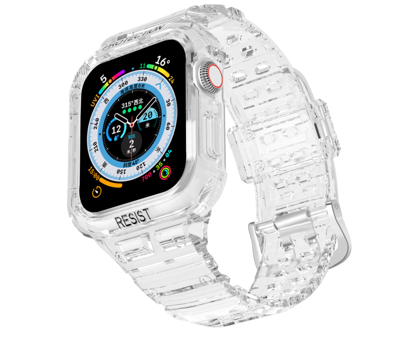 Prozirni TPU remen za Apple Watch, jednodijelni dizajn, kompatibilan s 38/40/41 mm i 42/44/45 mm