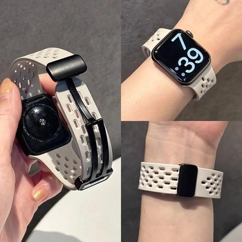 Perforirana silikon narukvica za Apple Watch s magnetskom kopčom, prozračna