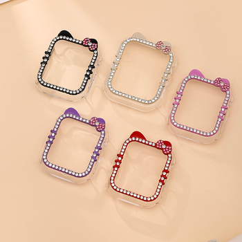 Laikrodžio dėklas su deimantų įsiuvais katės dizainu ir integruota ekrano apsauga, universali suderinamumas (Caedier; Medžiaga: Kita; Privatūs prekių ženklai: Taip)