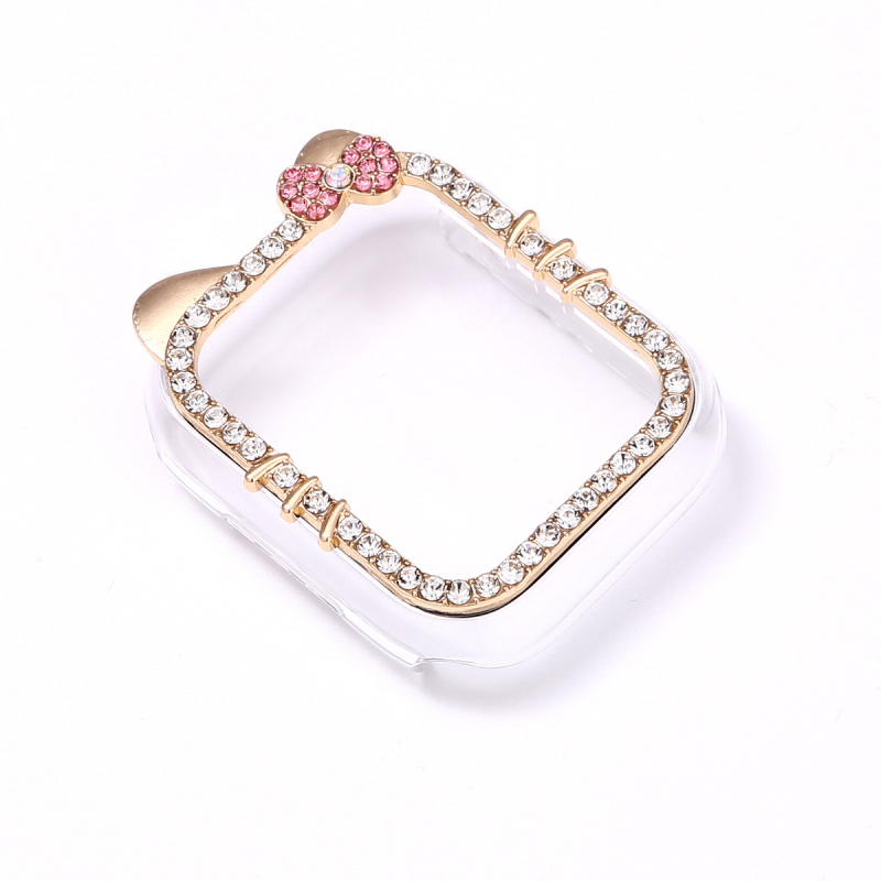 Laikrodžio dėklas su deimantų įsiuvais katės dizainu ir integruota ekrano apsauga, universali suderinamumas (Caedier; Medžiaga: Kita; Privatūs prekių ženklai: Taip)