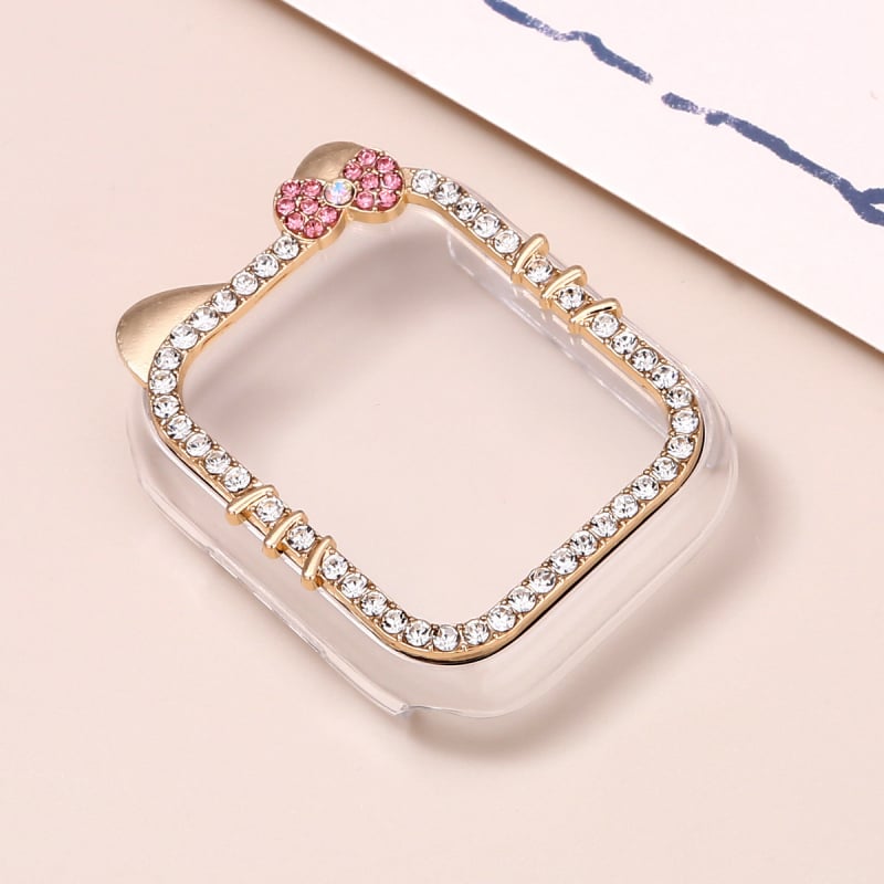 Laikrodžio dėklas su deimantų įsiuvais katės dizainu ir integruota ekrano apsauga, universali suderinamumas (Caedier; Medžiaga: Kita; Privatūs prekių ženklai: Taip)