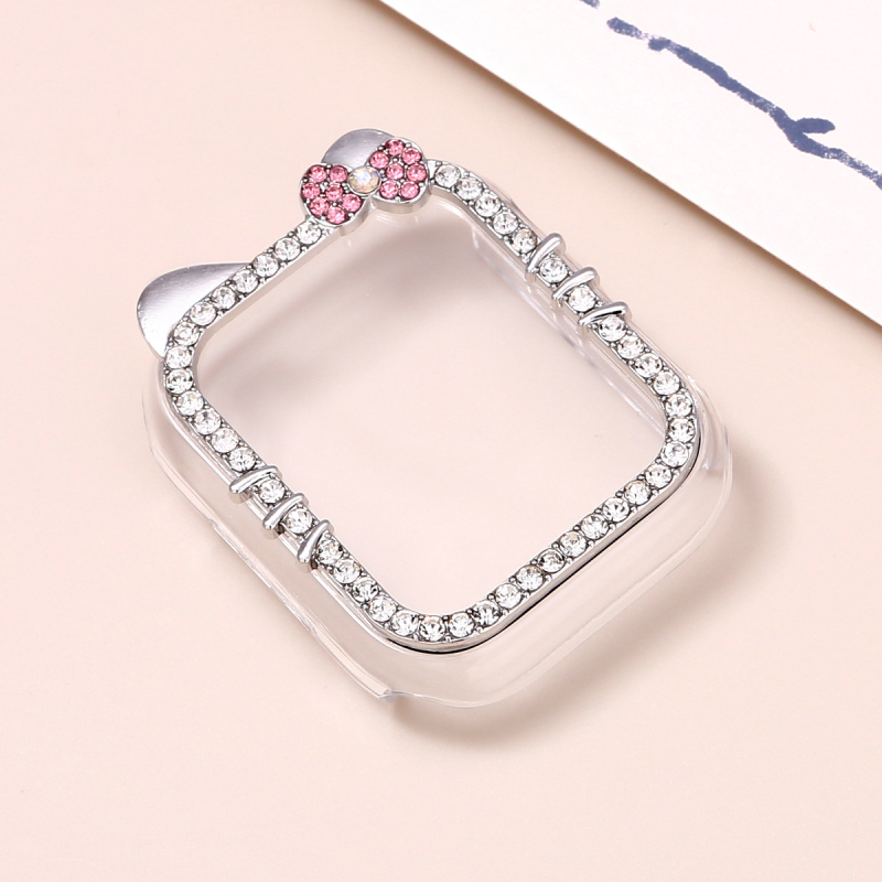 Laikrodžio dėklas su deimantų įsiuvais katės dizainu ir integruota ekrano apsauga, universali suderinamumas (Caedier; Medžiaga: Kita; Privatūs prekių ženklai: Taip)