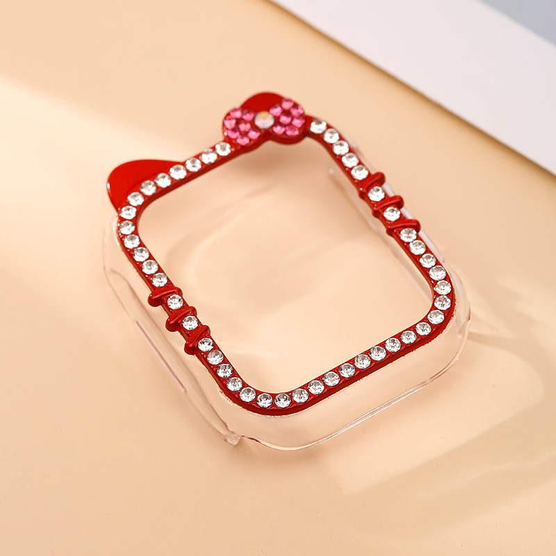 Laikrodžio dėklas su deimantų įsiuvais katės dizainu ir integruota ekrano apsauga, universali suderinamumas (Caedier; Medžiaga: Kita; Privatūs prekių ženklai: Taip)