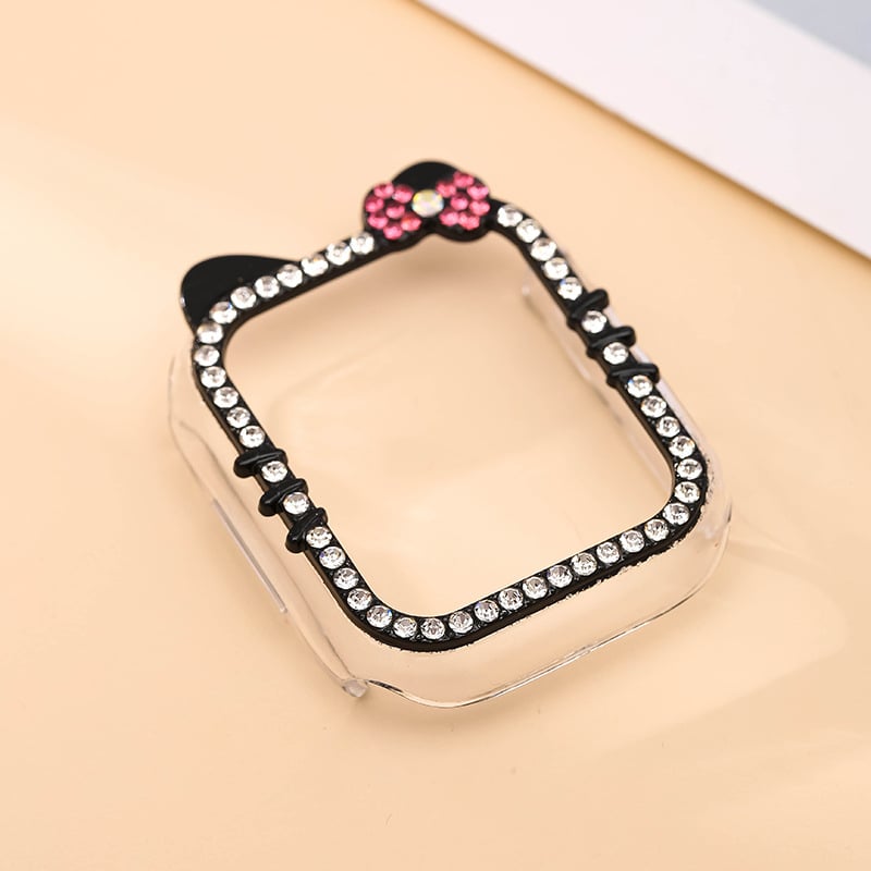 Laikrodžio dėklas su deimantų įsiuvais katės dizainu ir integruota ekrano apsauga, universali suderinamumas (Caedier; Medžiaga: Kita; Privatūs prekių ženklai: Taip)