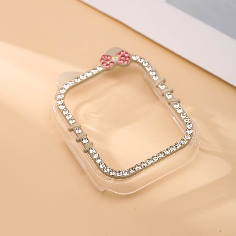 Laikrodžio dėklas su deimantų įsiuvais katės dizainu ir integruota ekrano apsauga, universali suderinamumas (Caedier; Medžiaga: Kita; Privatūs prekių ženklai: Taip)