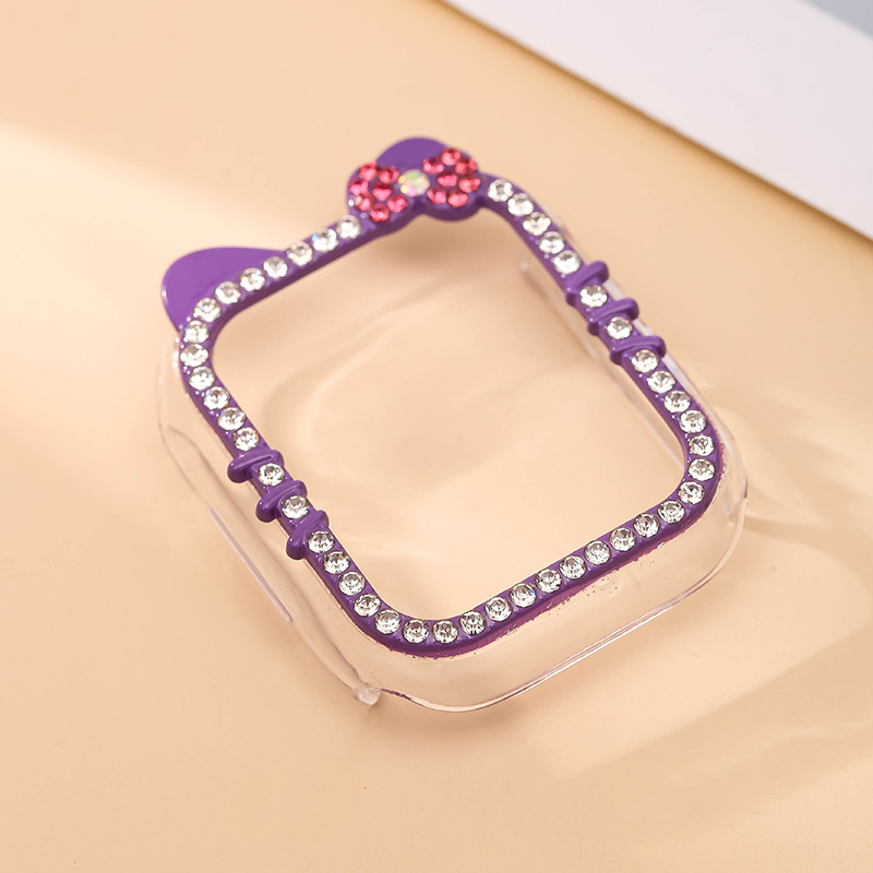 Laikrodžio dėklas su deimantų įsiuvais katės dizainu ir integruota ekrano apsauga, universali suderinamumas (Caedier; Medžiaga: Kita; Privatūs prekių ženklai: Taip)