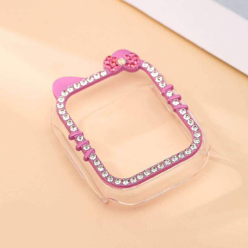 Laikrodžio dėklas su deimantų įsiuvais katės dizainu ir integruota ekrano apsauga, universali suderinamumas (Caedier; Medžiaga: Kita; Privatūs prekių ženklai: Taip)