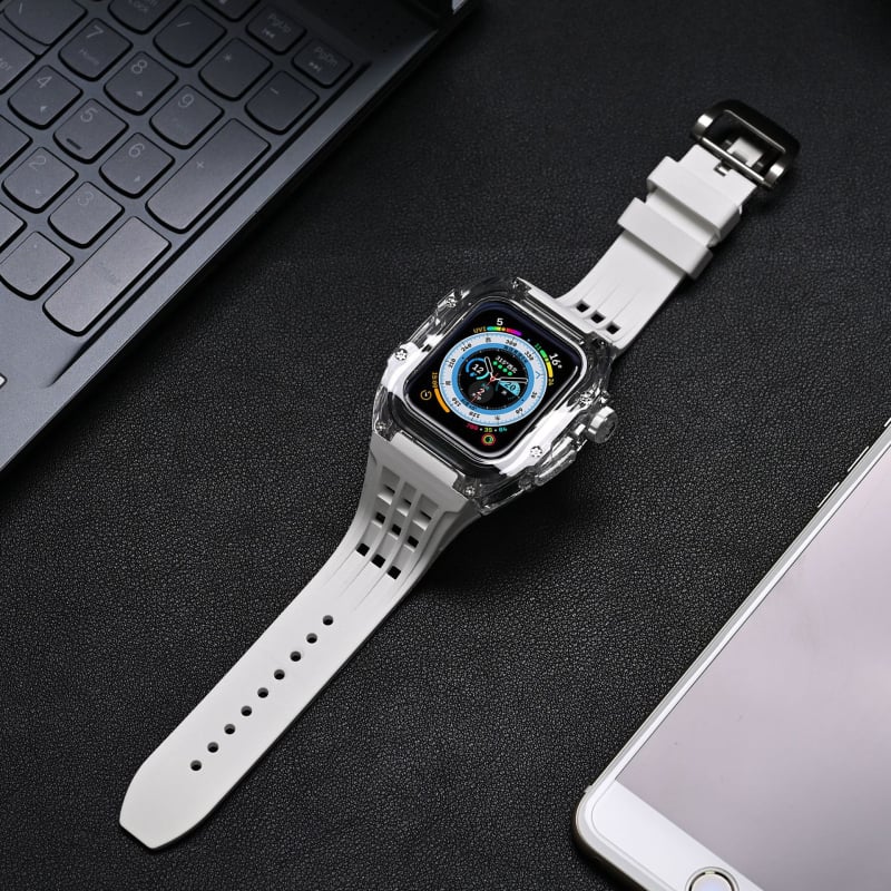 Apple Watch Series 8 korpus i narukvica - gumeni remen, posebno prilagođeno sučelje, prilagodljiva veličina sučelja, objavljeno 2022