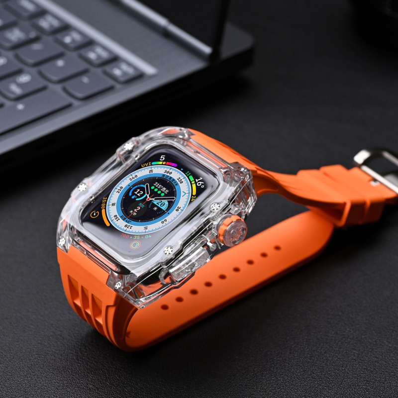 Apple Watch Series 8 korpus i narukvica - gumeni remen, posebno prilagođeno sučelje, prilagodljiva veličina sučelja, objavljeno 2022