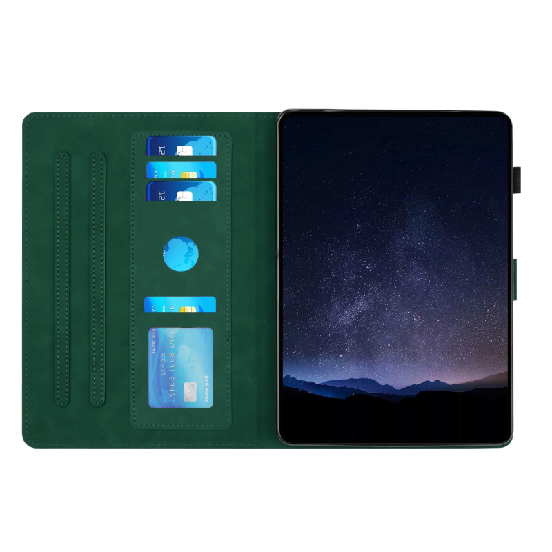 Carcasă pentru tabletă Samsung Tab S9 cu textură reliefată, model fotbal, suport pentru carduri și stand, TPU+PU material, funcție de repaus, rezistentă la șocuri