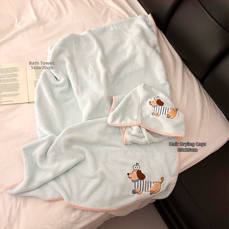 Trys mikropluošto vonios rankšluosčiai su plaukų džiovinimo kepure, lengvi, mažiau nei 100 g kiekvienam, 150D Jacquard audinys