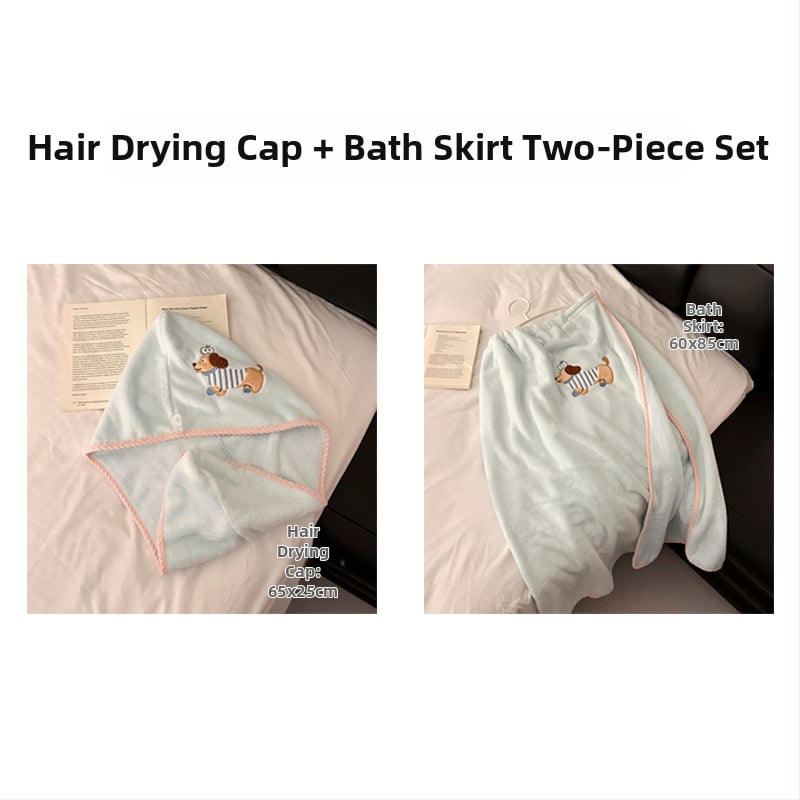 Trys mikropluošto vonios rankšluosčiai su plaukų džiovinimo kepure, lengvi, mažiau nei 100 g kiekvienam, 150D Jacquard audinys