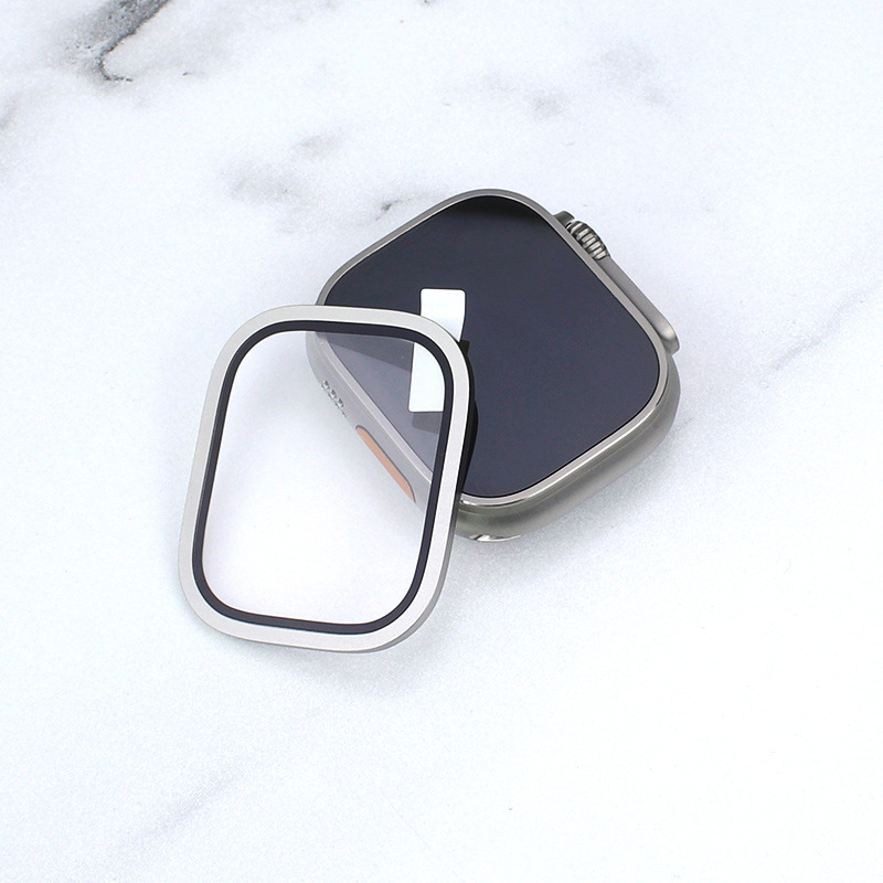 Ekrano rėmelis su integruota grūdinto stiklo ekrano apsauga Apple Watch Ultra 1/2 — aliuminio lydinys, 10 g, Geek thinking
