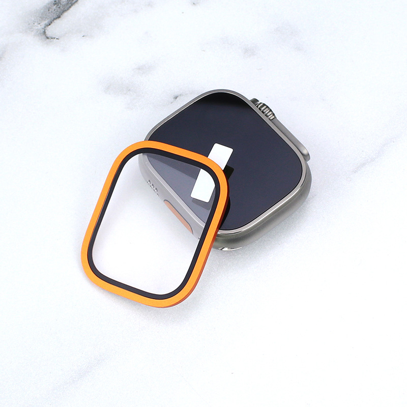 Ekrano rėmelis su integruota grūdinto stiklo ekrano apsauga Apple Watch Ultra 1/2 — aliuminio lydinys, 10 g, Geek thinking