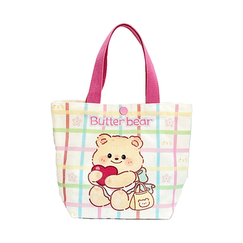 Geantă Tote din canvas în stil street fashion, formă verticală pătrată, închidere cu snap, buzunar intern pentru telefon