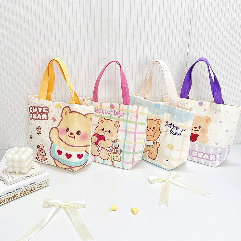 Geantă Tote din canvas în stil street fashion, formă verticală pătrată, închidere cu snap, buzunar intern pentru telefon