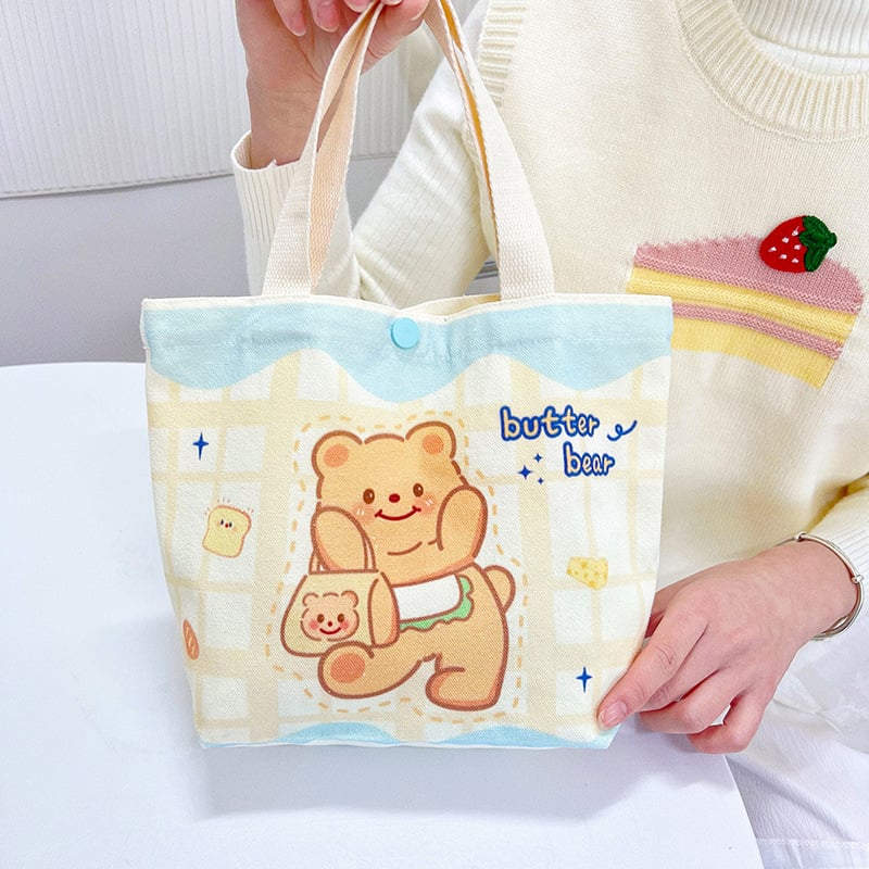 Geantă Tote din canvas în stil street fashion, formă verticală pătrată, închidere cu snap, buzunar intern pentru telefon