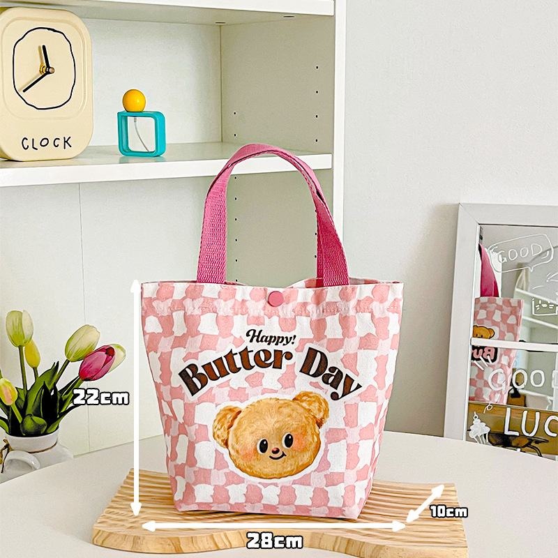 Geantă Tote din canvas în stil street fashion, formă verticală pătrată, închidere cu snap, buzunar intern pentru telefon