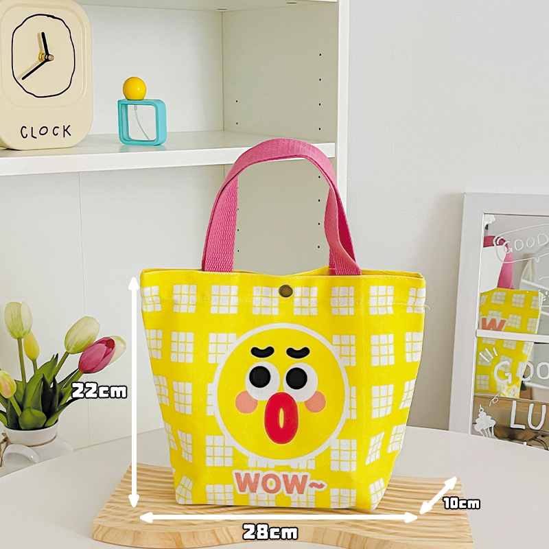 Geantă Tote din canvas în stil street fashion, formă verticală pătrată, închidere cu snap, buzunar intern pentru telefon