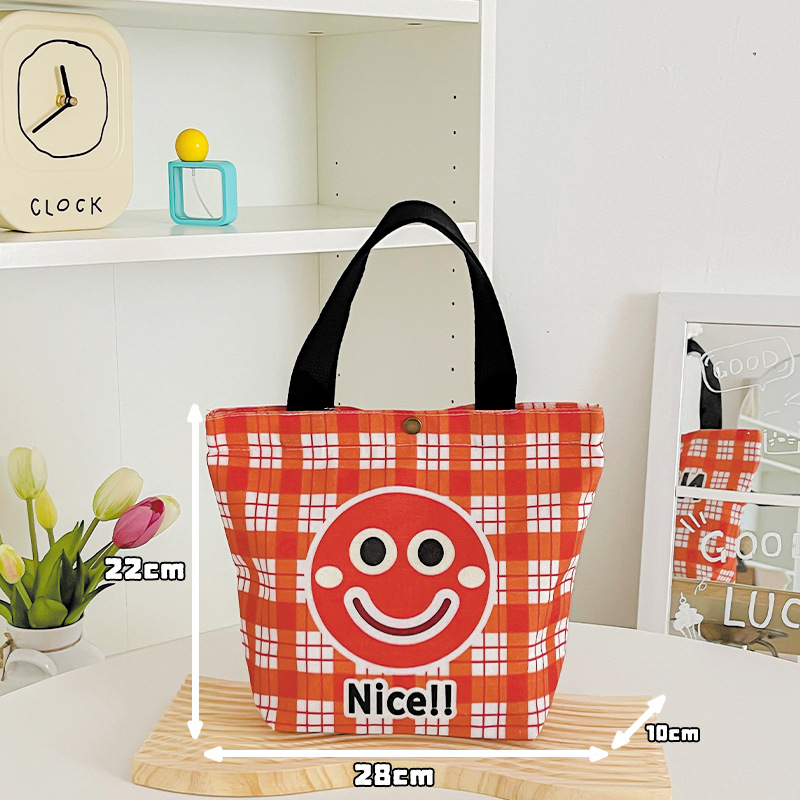 Geantă Tote din canvas în stil street fashion, formă verticală pătrată, închidere cu snap, buzunar intern pentru telefon