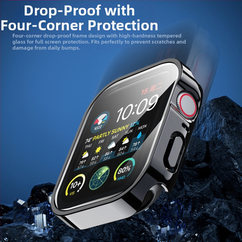 Carcasă Apple Watch electroplatinată, impermeabilă, cu protecție integrată, material PC, seria S10watch678