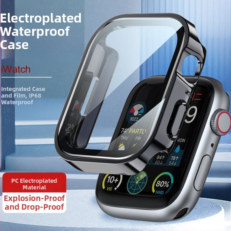 Carcasă Apple Watch electroplatinată, impermeabilă, cu protecție integrată, material PC, seria S10watch678