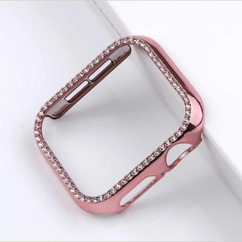 Carcasă de protecție pentru Apple Watch, compatibilă cu 9/8/7/SE, material PC, finisaj electroplatinat, model 65432PC