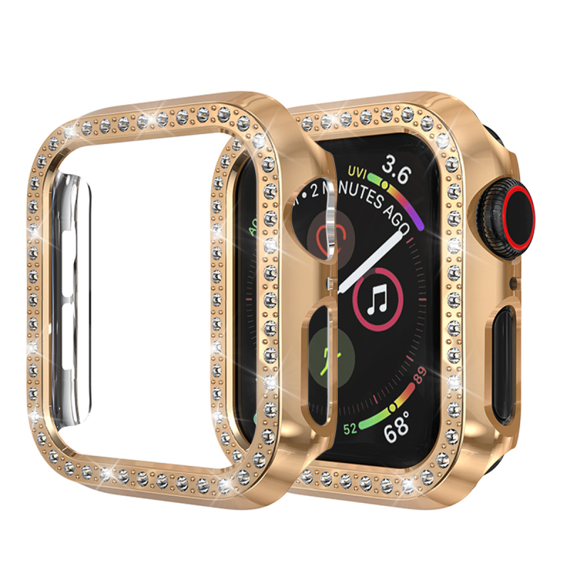 Carcasă de protecție pentru Apple Watch, compatibilă cu 9/8/7/SE, material PC, finisaj electroplatinat, model 65432PC