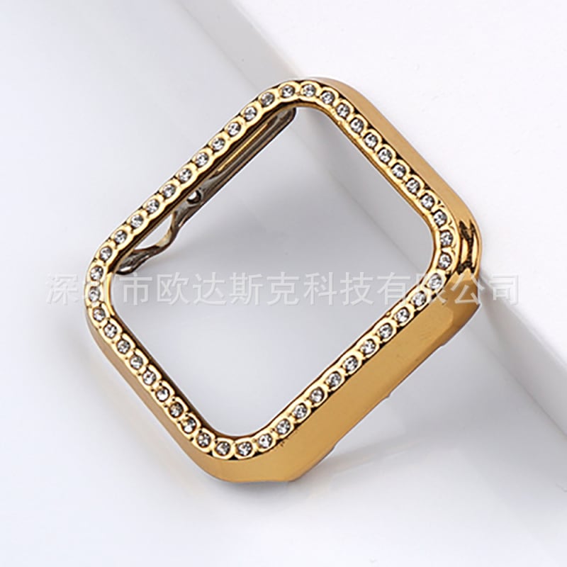 Carcasă de protecție pentru Apple Watch, compatibilă cu 9/8/7/SE, material PC, finisaj electroplatinat, model 65432PC