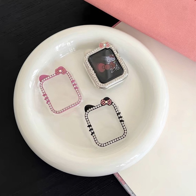KT Cat θήκη Apple Watch με διαμάντια – ημι-κάλυψη για S8/S7/S9/S10, Υλικό PC