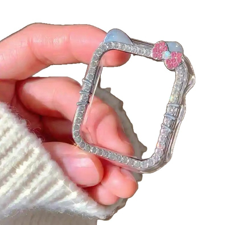 KT Cat θήκη Apple Watch με διαμάντια – ημι-κάλυψη για S8/S7/S9/S10, Υλικό PC