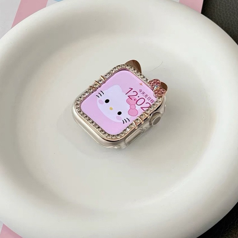 KT Cat θήκη Apple Watch με διαμάντια – ημι-κάλυψη για S8/S7/S9/S10, Υλικό PC