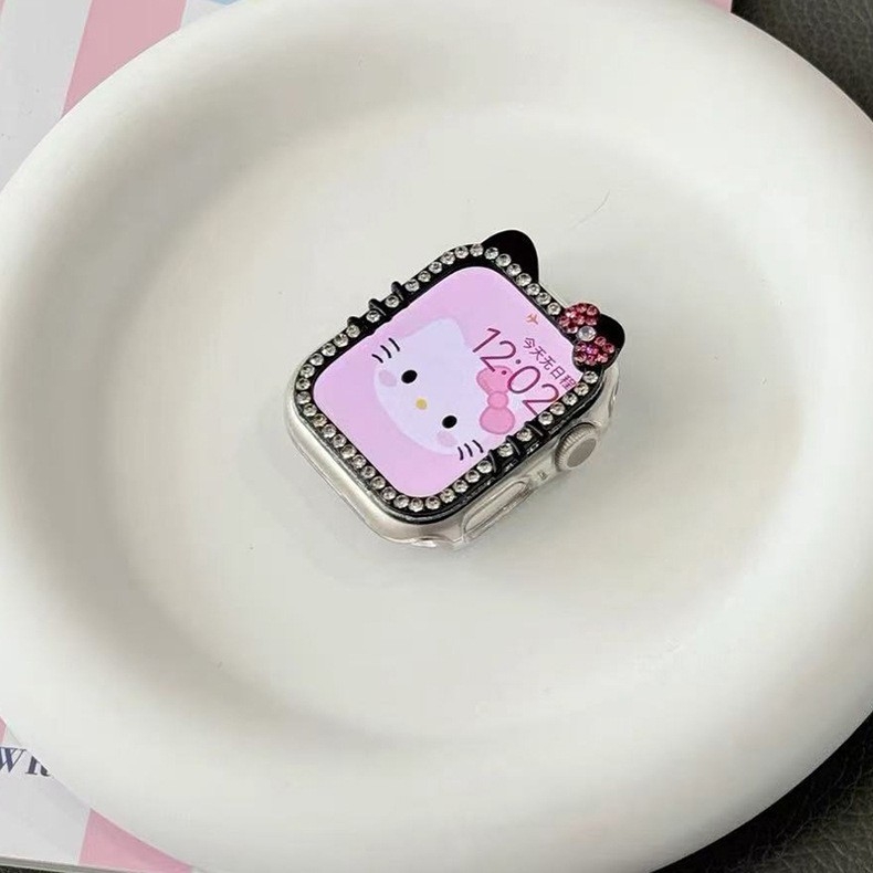 KT Cat θήκη Apple Watch με διαμάντια – ημι-κάλυψη για S8/S7/S9/S10, Υλικό PC