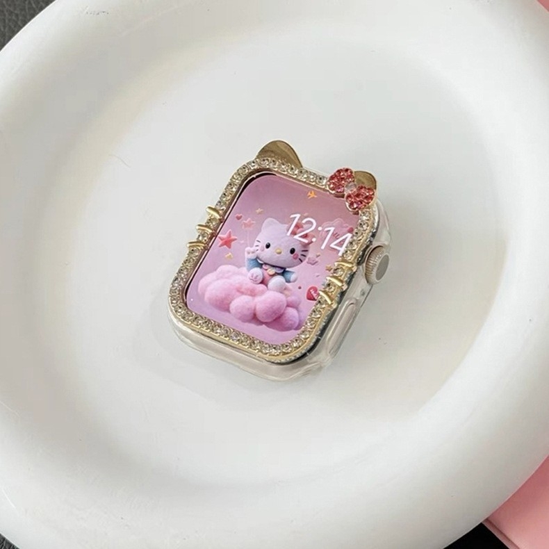 KT Cat θήκη Apple Watch με διαμάντια – ημι-κάλυψη για S8/S7/S9/S10, Υλικό PC